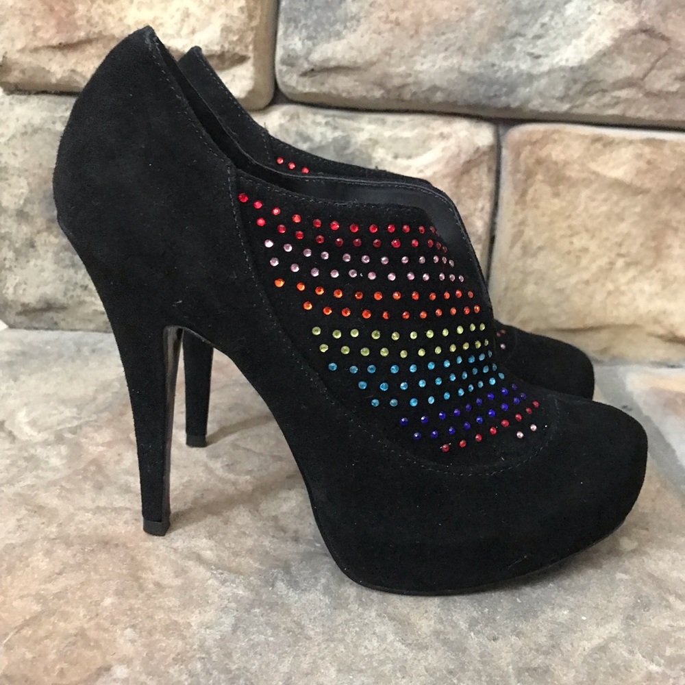 Betsey Johnson Black Jeweled Bootie 8.5 NIB